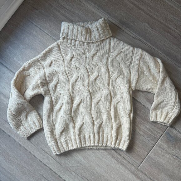Zara Other - ZARA Kids Fancy Collection Kids Cable Knit Turtleneck Sweater Cream 9 Years Old